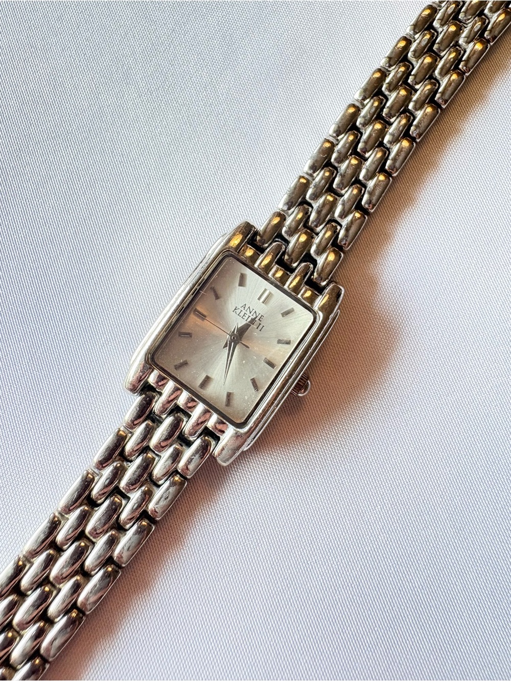 Working condition  Anne Klein Silver-Tone Rectangular Bracelet Watch